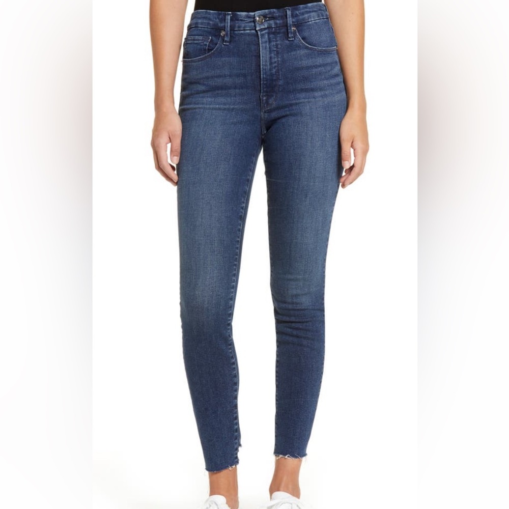 Good American High Waist Raw Hem Skinny Jeans